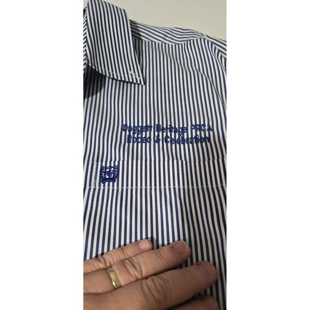 Cinch Shirt Mens L Blue Western Button‎ Down Cowboy Rodeo Striped - Picture 5 of 9